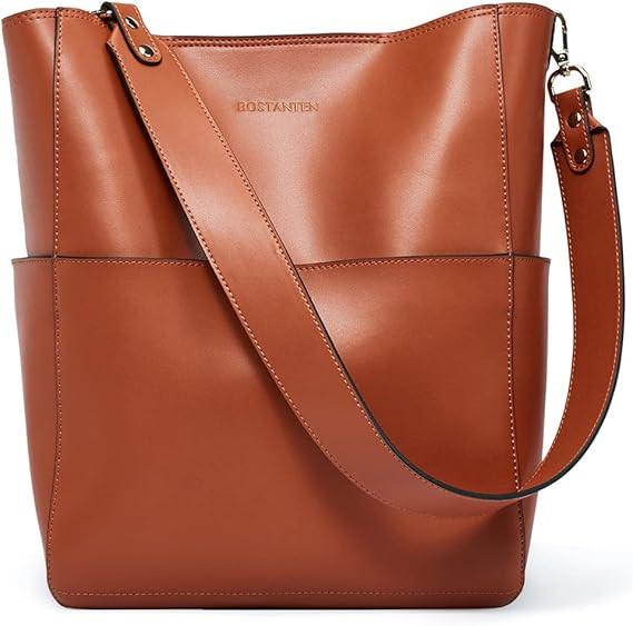 BOSTANTEN Women's Leather Designer Handbags Tote Purses Shoulder Bucket Bags | Amazon (US)