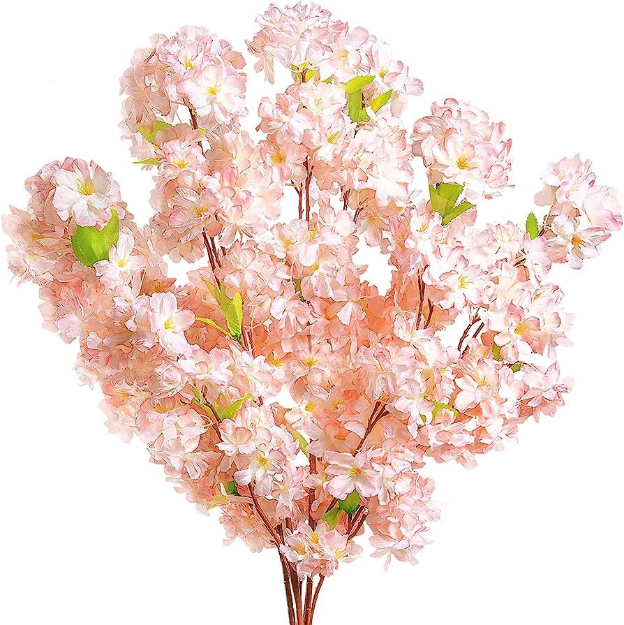 Tifuly 4pcs Artificial Cherry Blossom Flowers 42.52 Inch Long Stem Silk Flowers Bouquet Branch Fa... | Amazon (US)