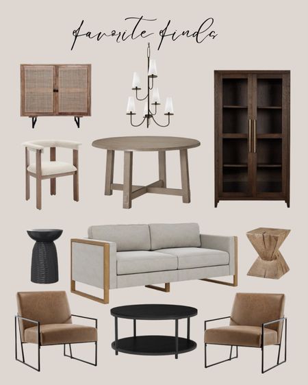 Amazon favorite finds:
Natural wood cabinet. Black chandelier traditional. Dark wood cabinet tall. Natural wood round dining table. White dining chair modern. Gray sofa modern. Natural wood side table rustic. Black side table modern. Black round coffee table. Brown leather accent chair modern.

#LTKhome #LTKsalealert