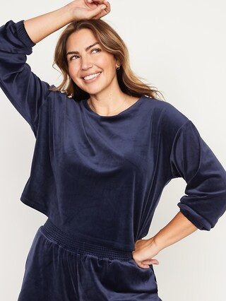 Long-Sleeve Velvet Pajama Top for Women | Old Navy (US)
