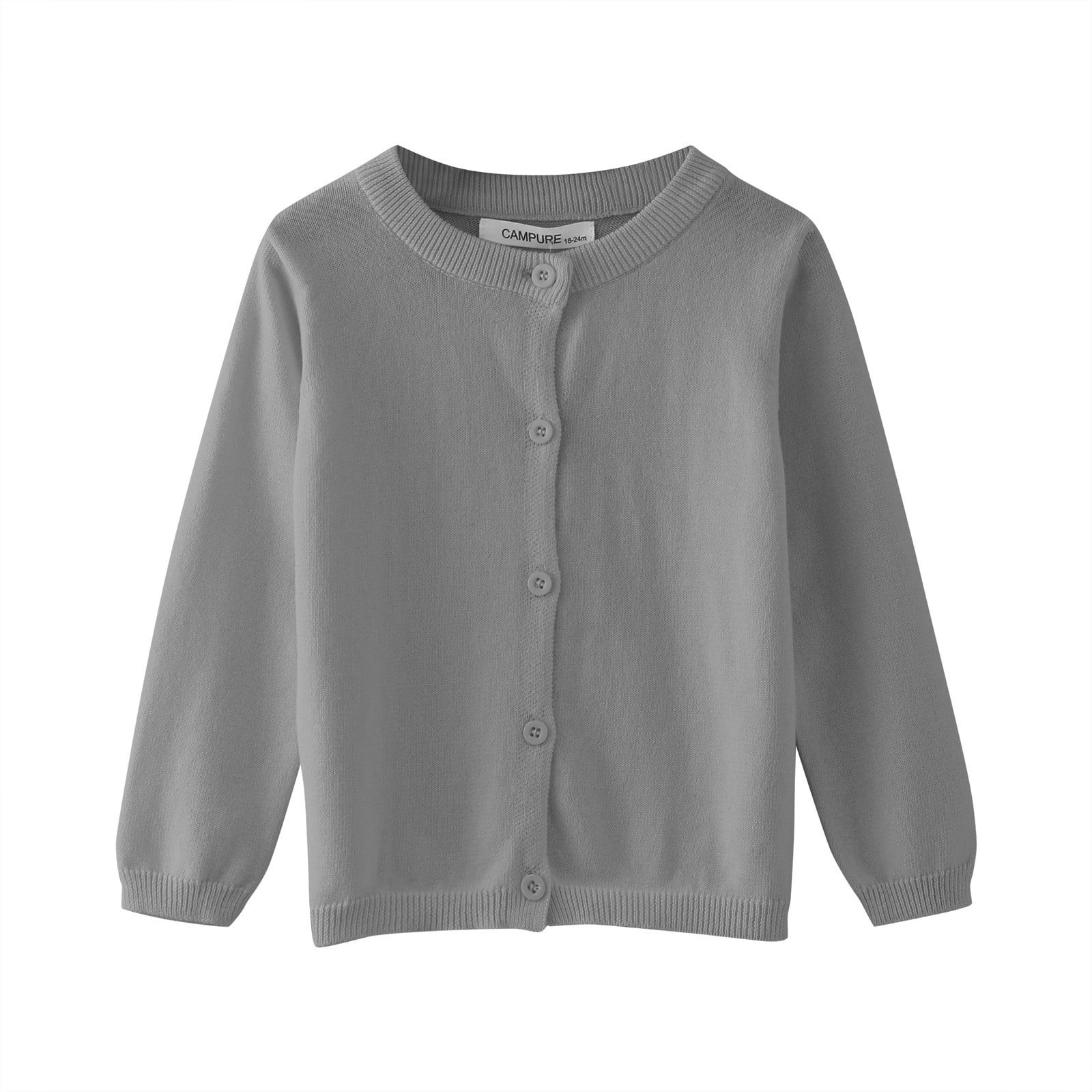 HBFAGFB Sweatshirt for Girls Crew Neck Buckle Cardigan Knit Sweater Casual Fall Clothes Grey Size... | Walmart (US)