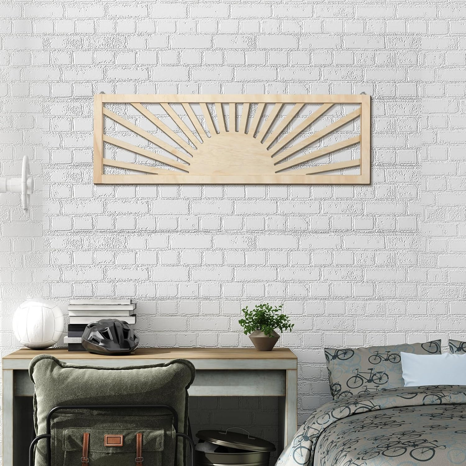 Burbell Sun Wall Art Decor 35'' x 12'' Large Boho Sun Wall Decor Wooden Horizontal Vintage Bohemi... | Amazon (US)