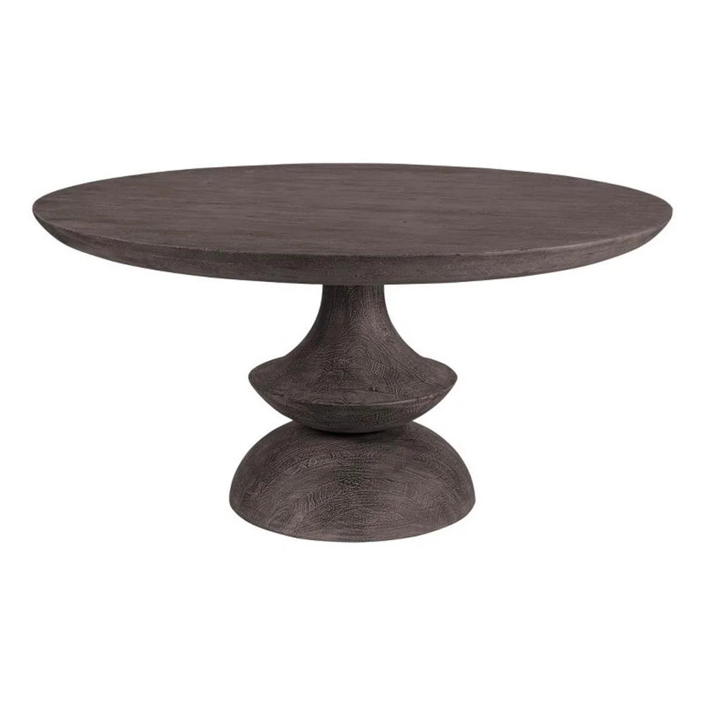 Crossman 60" Round Dark Brown/Gray Solid Wood Table Top & Base Dining Table | Walmart (US)