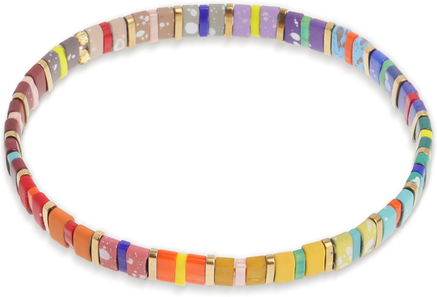 Sonateomber Colorful Tila Flat Beads Stretch Bracelets for Women, Trendy Unique Handmade Stackabl... | Amazon (US)