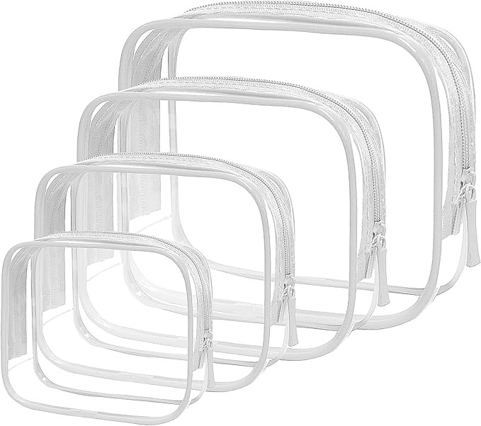 Small Clear Toiletry Bag, 4 Packs TSA Approved Water resistant Quart Size Travel Organizer, Airpo... | Amazon (US)