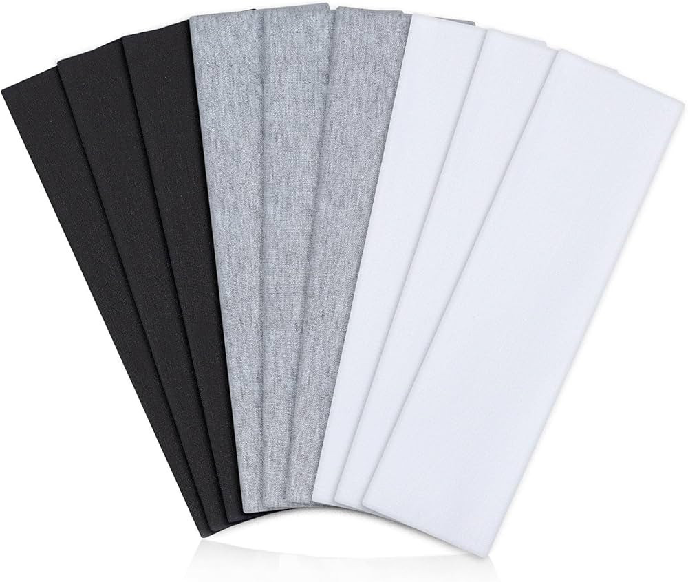 Headbands for Women Non Slip - 9 Pcs Fabric Elastic Hair Bands for Women's Hair, Soft Cotton Clot... | Amazon (US)