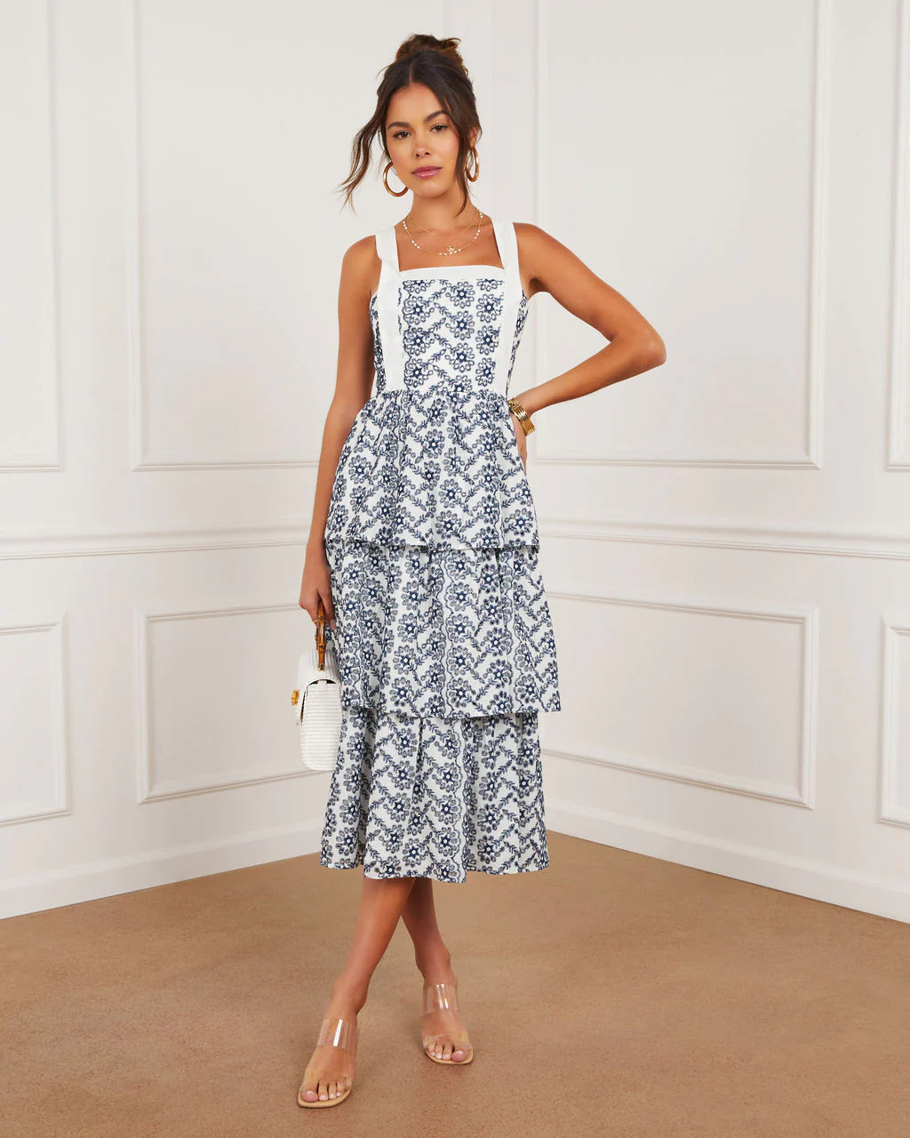 Sparrow Cotton Eyelet Tiered Midi Dress | VICI