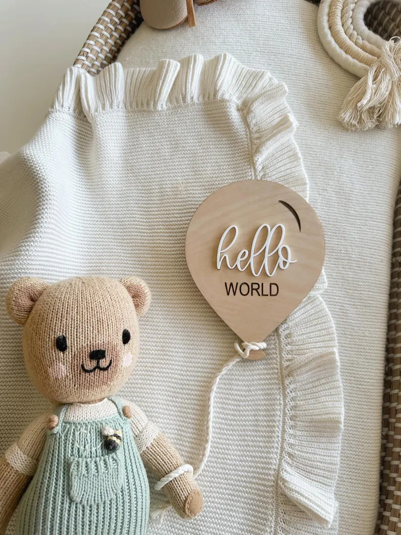 Air Ballon Hello World Baby Birth Announcement| Hello World Name announcement| Hospital Name sign... | Etsy (Global)