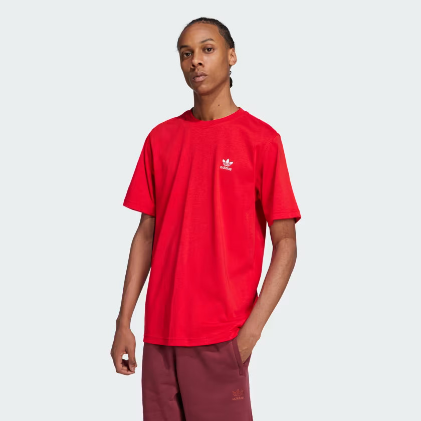 adidas Trefoil Essentials Tee - Red | Free Shipping with adiClub | adidas US | adidas (US)