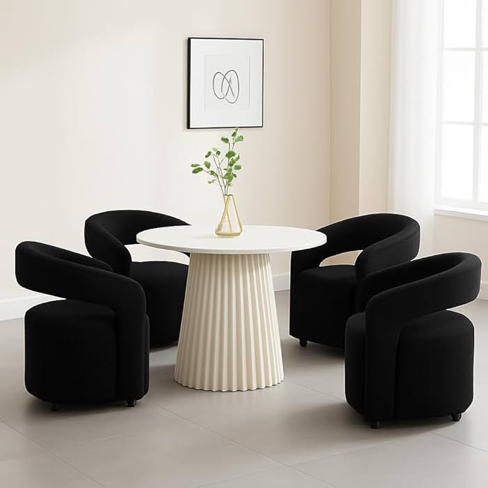LukeAlon Sherpa Dining Chairs Set of 4, Modern 360° Swivel Kitchen Chairs with Casters Barrel Op... | Amazon (US)