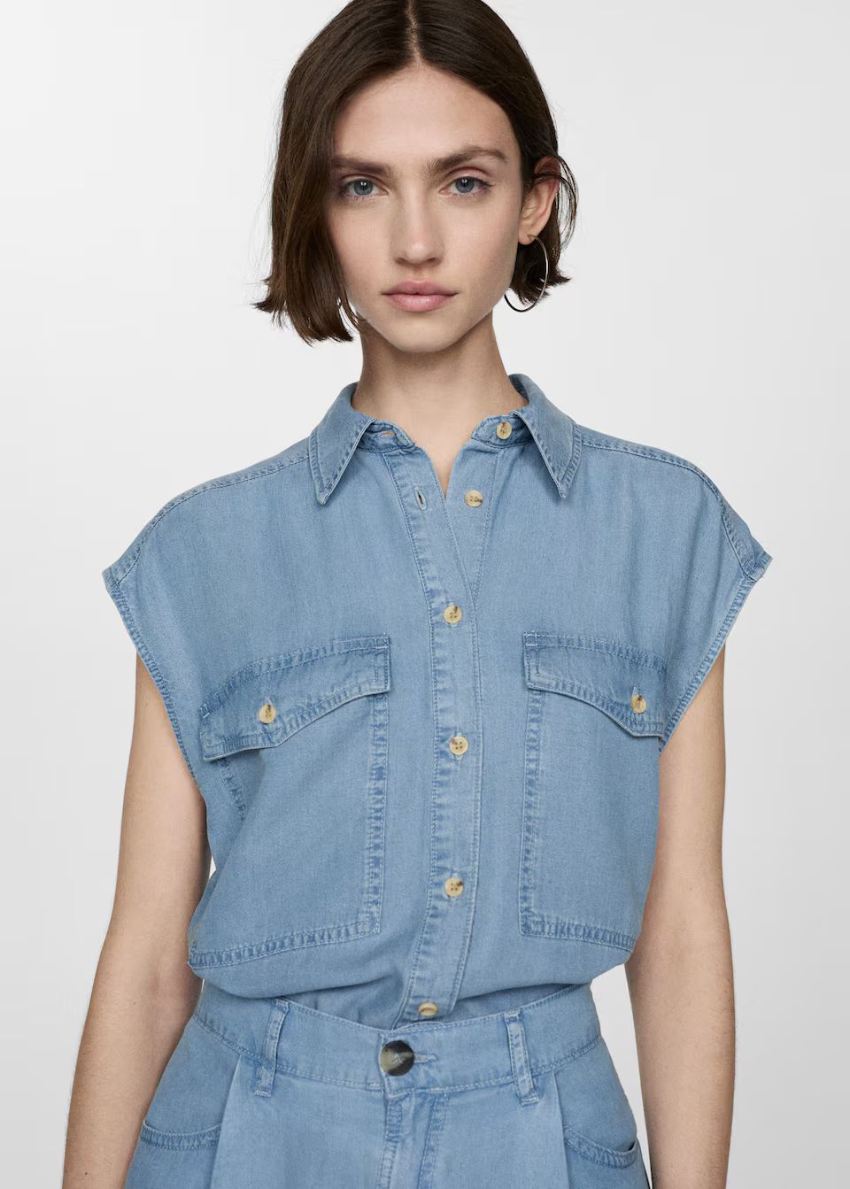 lyocell sleeveless shirt -  Women | Mango USA | MANGO (US)