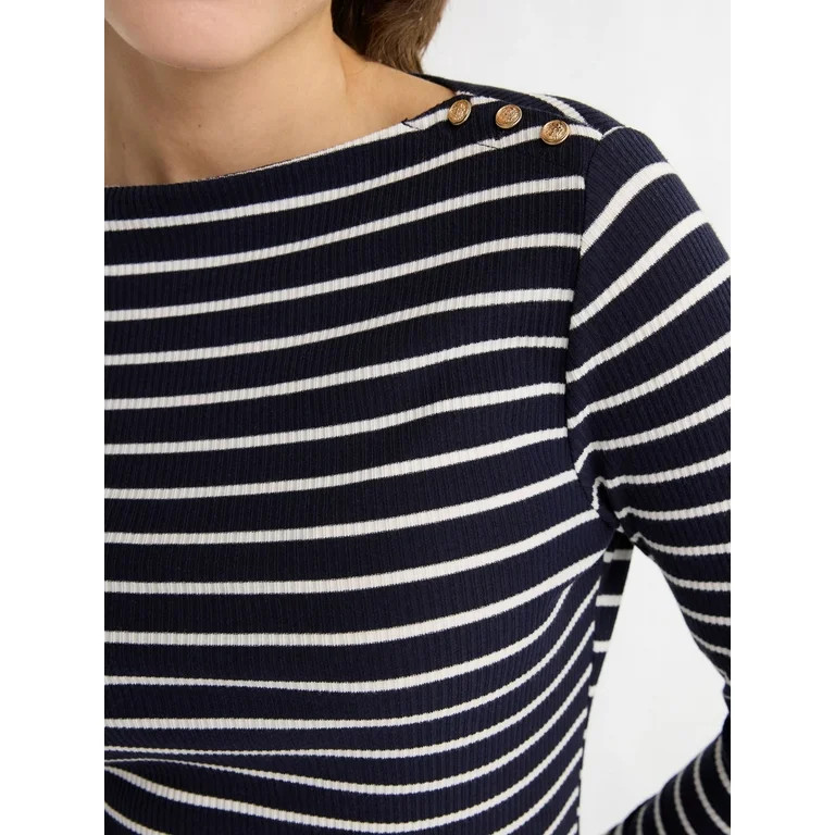 Free Assembly Women’s Boatneck Top with Long Sleeves, Sizes XS-XXL | Walmart (US)