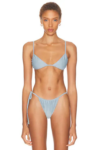 Lucie Gathered String Bikini Top | FWRD 