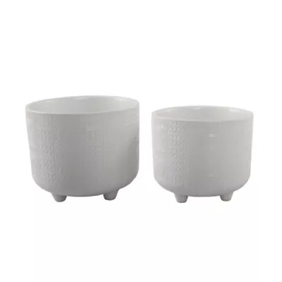 Flora Bunda Hiero Ceramic Footed Planters in Matte White (Set of 2) | Bed Bath & Beyond | Bed Bath & Beyond