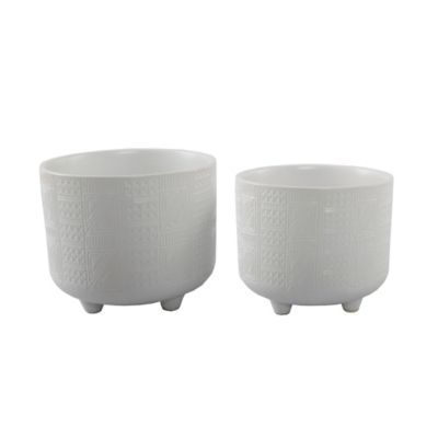 Flora Bunda Hiero Ceramic Footed Planters in Matte White (Set of 2) | Bed Bath & Beyond | Bed Bath & Beyond