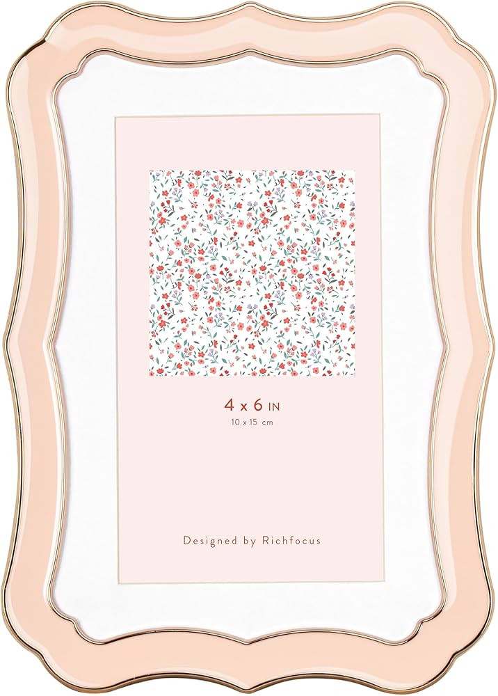 4x6 Enamel Picture Frame with HD-Tempered Glass, Display 3x5 Photo with Mat, Ornate Photo Frame w... | Amazon (US)