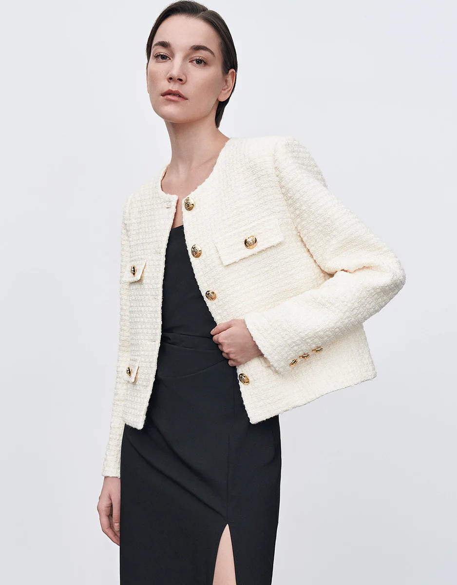 Multi-Pocket Tweed Jacket | Urban Revivo