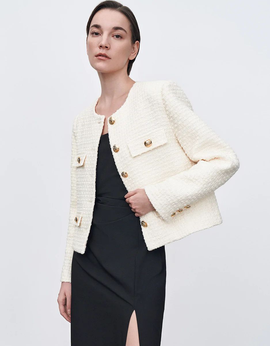 Multi-Pocket Tweed Jacket | Urban Revivo