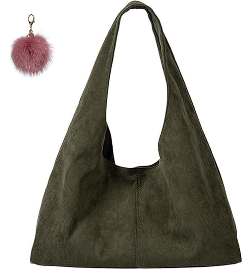 Women's Suede Tote Bag,Winter Retro Hobo Underarm Shoulder Bag for Commuting,Large Capacity Slouc... | Amazon (US)