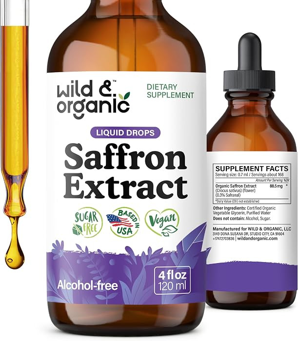 Wild & Organic Saffron Supplements 88.5 mg - Mood, Focus, Eye Support - 4oz | Amazon (US)