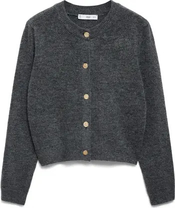 MANGO Eliote Crop Cardigan in Navy at Nordstrom, Size Large | Nordstrom