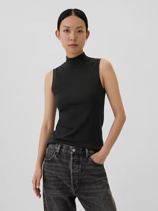 Ribbed Sleeveless Mockneck T-Shirt | Gap Factory