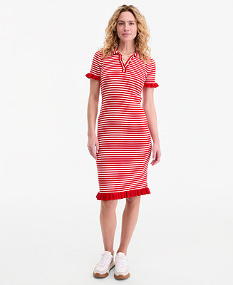 Women's Ruffle-Trim Knit Midi Sweater Dress, Macy's Exclusive | Macy's