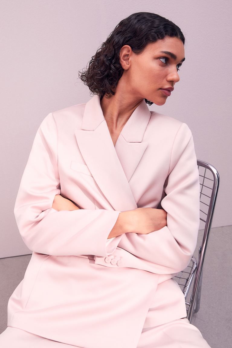 Oversized double-breasted blazer - Light pink - Ladies | H&M GB | H&M (UK, MY, IN, SG, PH, TW, HK)