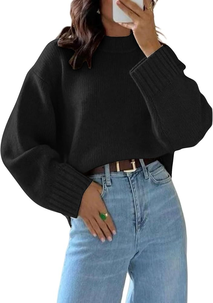 ZAFUL Crew Neck Casual Knit Sweater for Women Cozy Long Sleeves Ribbed Knit Pullover Sweaters Jum... | Amazon (US)