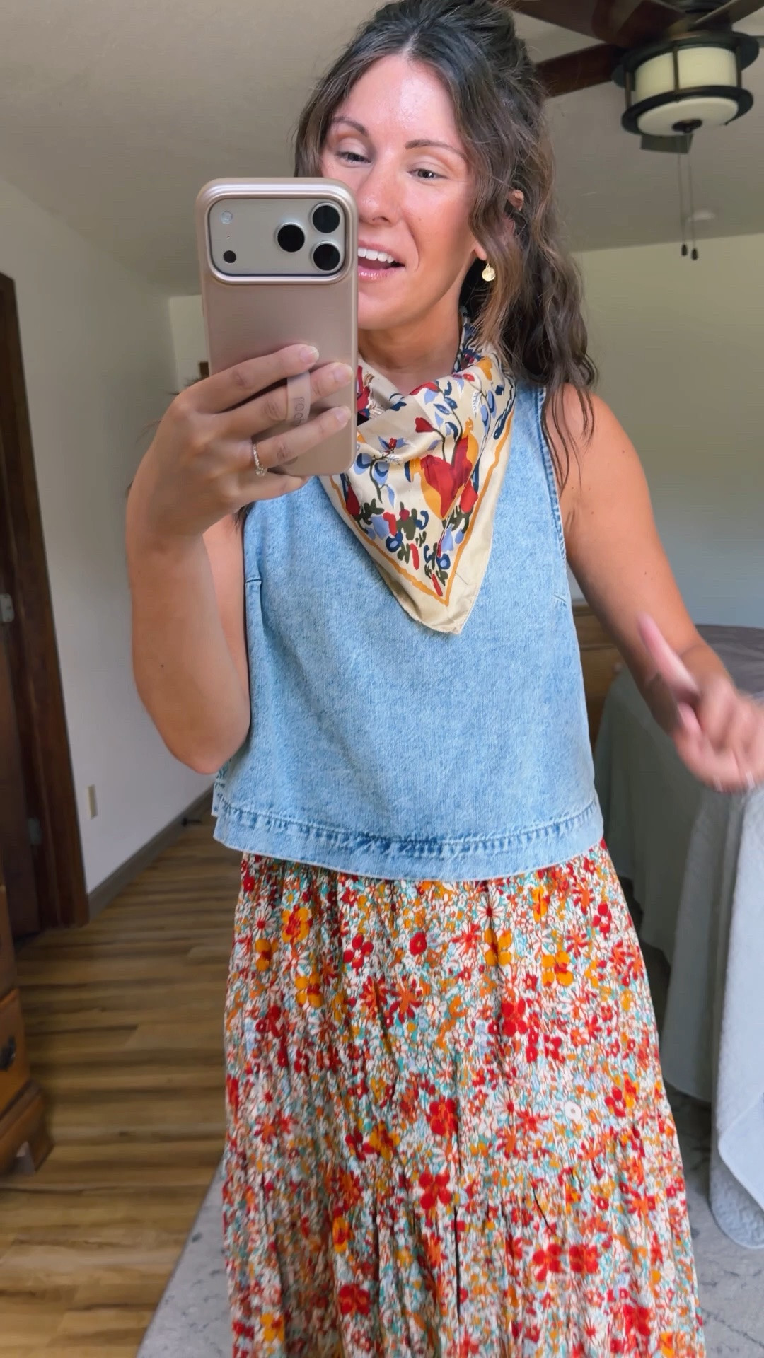 His little scarf matches so well with my outfit today! Too warm to wear it, but keeping this look in mind (with one of my denim long sleeve button ups?!) for fall! 

xs petite in my top (selling out—linked similar ones) and small in my midi/maxi skirt. My croc sandals are size 6.

#LTKSeasonal #LTKPetite #LTKgrwm