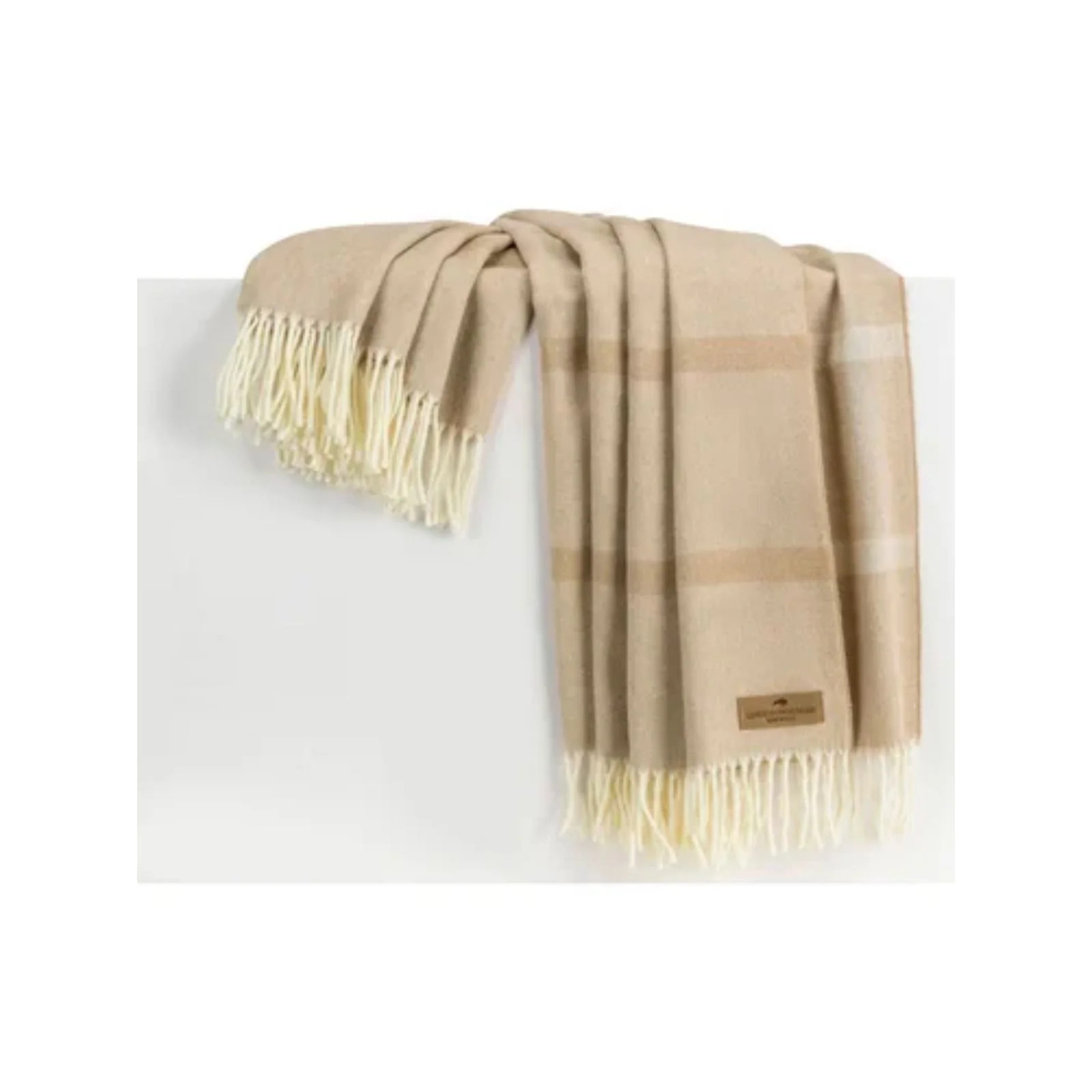 Beige Montauk Stripe Herringbone Throw | Brooke & Lou | Brooke and Lou