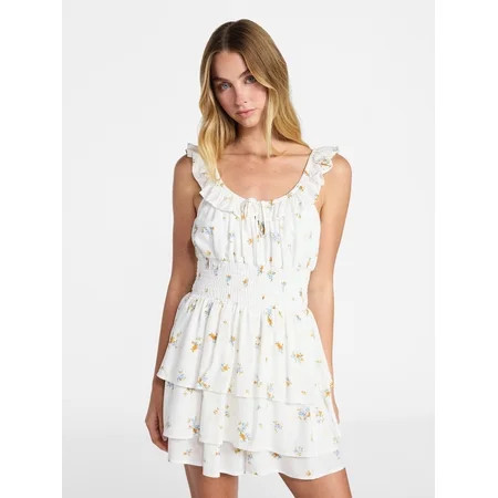 No Boundaries Ruffle Smocked Waist Romper Women’s XXS-XXL | Walmart (US)