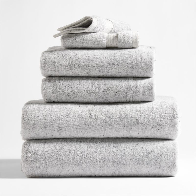 Classic Organic Turkish Cotton Grey Fleck Bath Towels, Set of 6 | Crate & Barrel