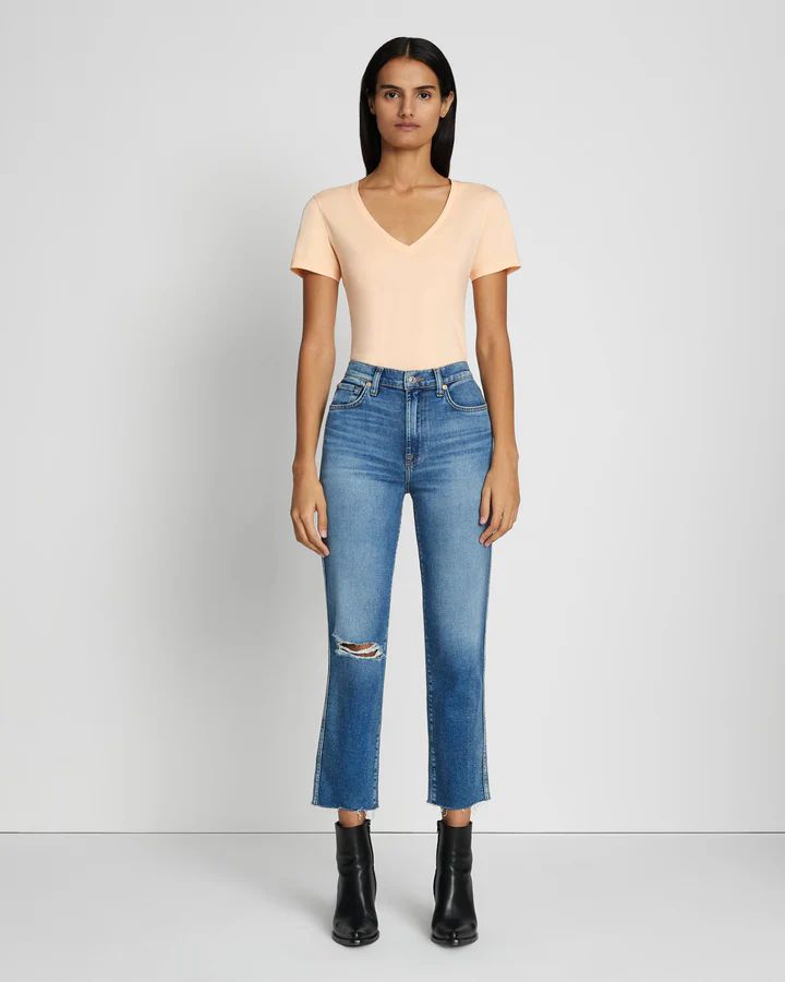 Luxe Vintage High Waist Cropped Straight in Lyme | 7 For All Mankind