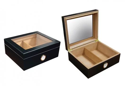 Chalet Glass Top Cigar Humidor - Black Finish - Capacity: 25 to 50 | Walmart (US)