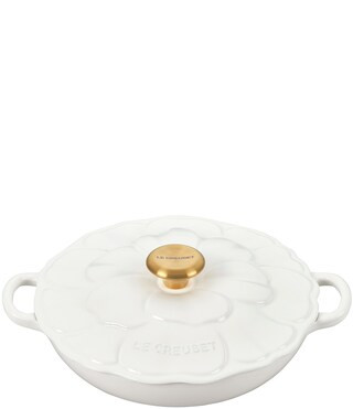 Signature Enameled Cast Iron White with Gold Knob Petal Braiser, 2.25qt. | Dillard's