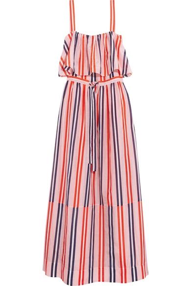 Diane von Furstenberg - Striped Cotton And Silk-blend Maxi Dress - Pastel pink | NET-A-PORTER (US)