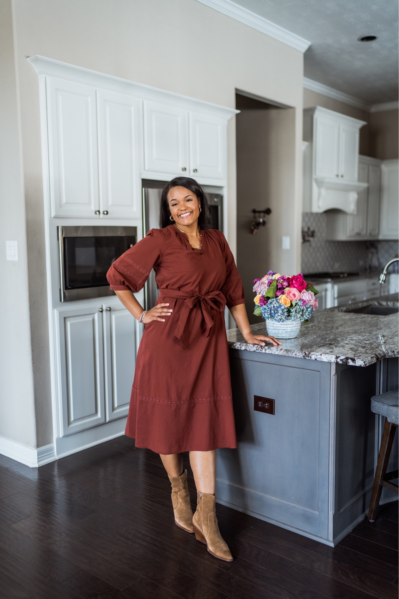 This dress is on sale! It’s the perfect Thanksgiving day dress! 

Wearing a size Medium
Boots true to size 

#LTKstyletip #LTKsalealert #LTKHoliday
