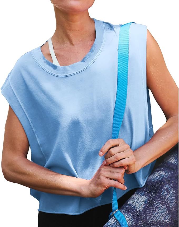 Ainangua Oversized Tank Top for Women Sleeveless Athletic Cropped Activewear Workout Yoga Gym Top... | Amazon (US)