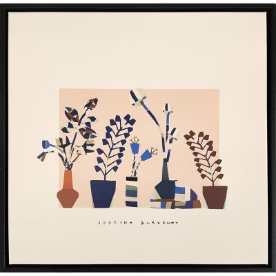 16" x 16" Collaged Flowers Framed Canvas Beige - Opalhouse™ designed with Jungalow™ | Target