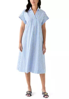 Crown & Ivy™ Women's Short Sleeve Yarn Dyed Straight Dress | Belk