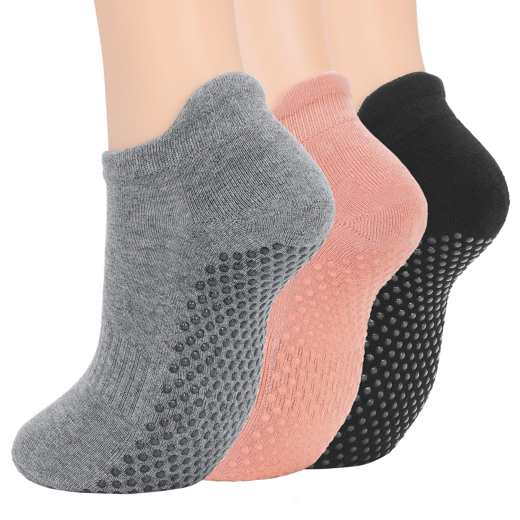 Zando Women's Non Slip Socks Grip Socks for Women Pilates Towless Grippy Cotton Yoga Socks 3 Pair... | Walmart (US)