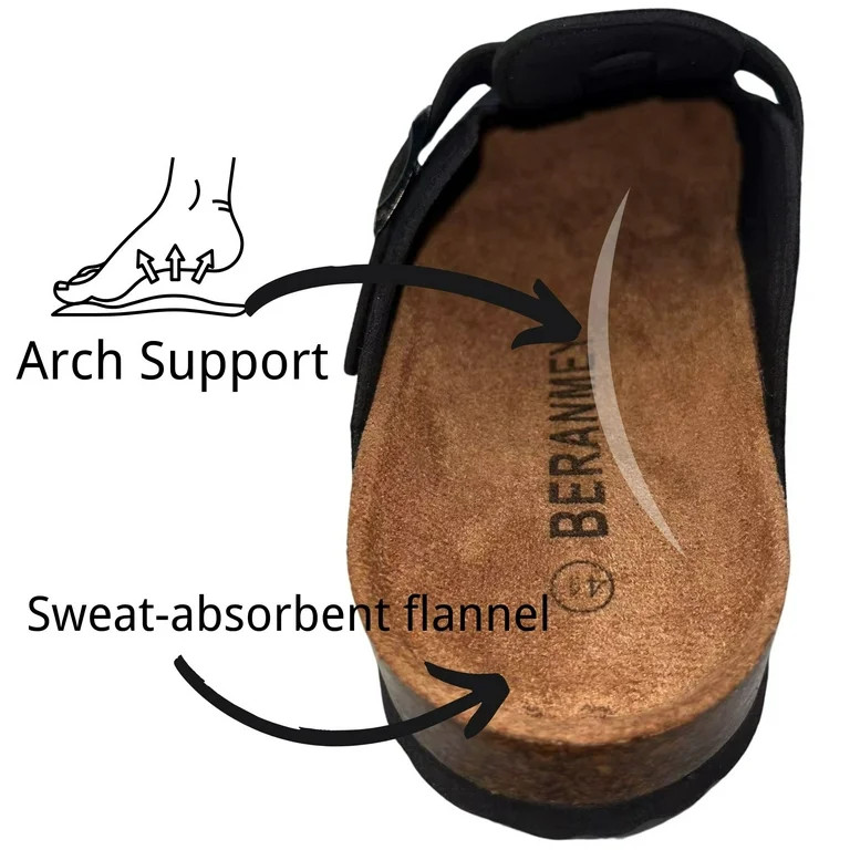 BERANMEY Women's Suede Clogs & Mules Stylish Leather Mules with Arch Support and Cork Footbed Cou... | Walmart (US)