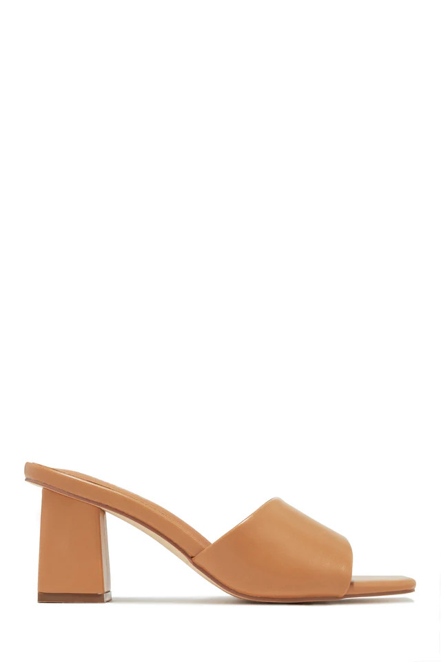 Miss Lola | Valentine Camel Block Heel Mules | MISS LOLA