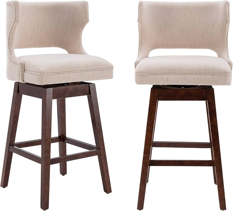 Shunzhi 30'' Counter Height Bar Stools Set of 2 Swivel Farmhouse Bar Stools with Back/Wood Legs C... | Amazon (US)
