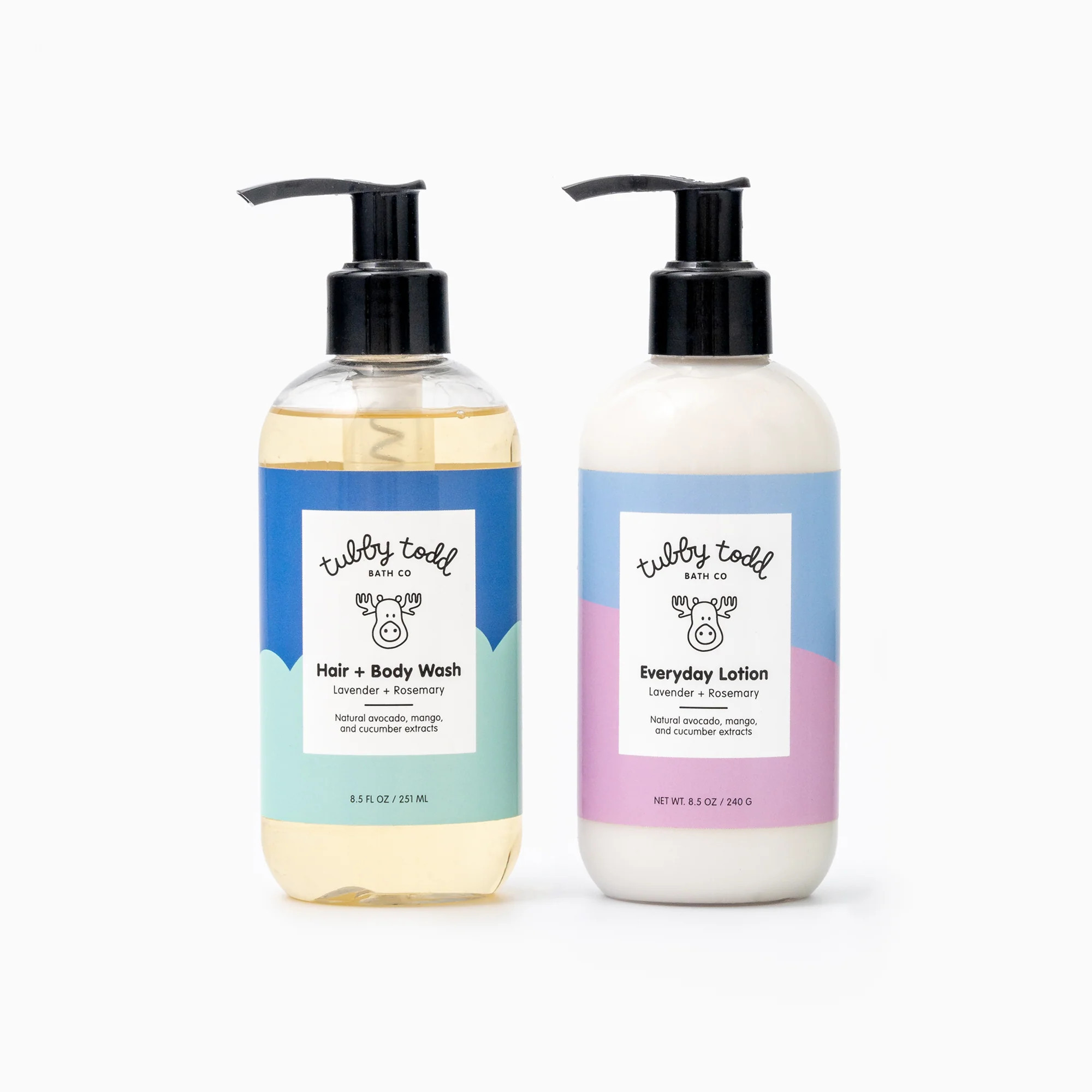The Wash and Lotion Bundle - Lavender + Rosemary / 8.5 oz | Tubby Todd Bath Co.