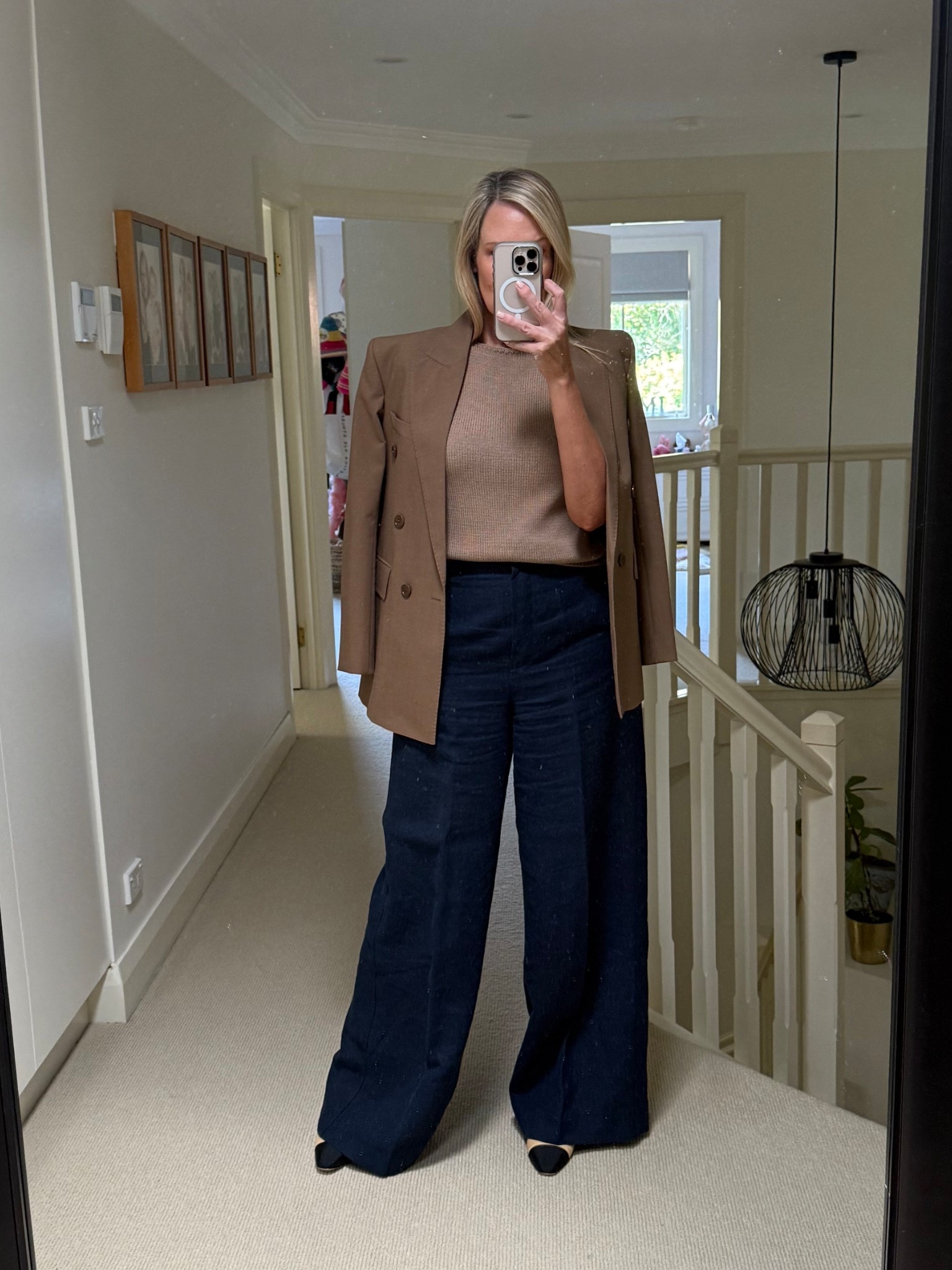 Travel day outfit. 
Comfy. Neutral 🤎
Soft knit tank from Jac + Jack. 
Last season’s Scanlan Theodore navy linen pants & favourite brown blazer. 
I’ve tagged some similar pieces 


#LTKtravel #LTKspring #LTKaustralia