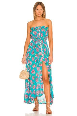 Tiare Hawaii Ryden Maxi Dress in Hibiscus Bouquet Teal from Revolve.com | Revolve Clothing (Global)