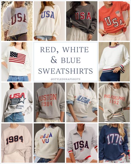 4th of July sweatshirts 🇺🇸 also included a few options that are more subtle with just red, white & blue colors 

#LTKStyleTip #LTKFindsUnder100 #LTKSeasonal