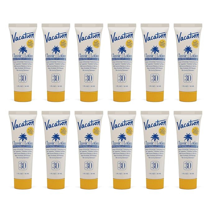 Vacation Mini Classic SPF 30 Sunscreen Lotion, 1 Fluid Ounce, Pack of 12 - Invisible, No White Ca... | Amazon (US)